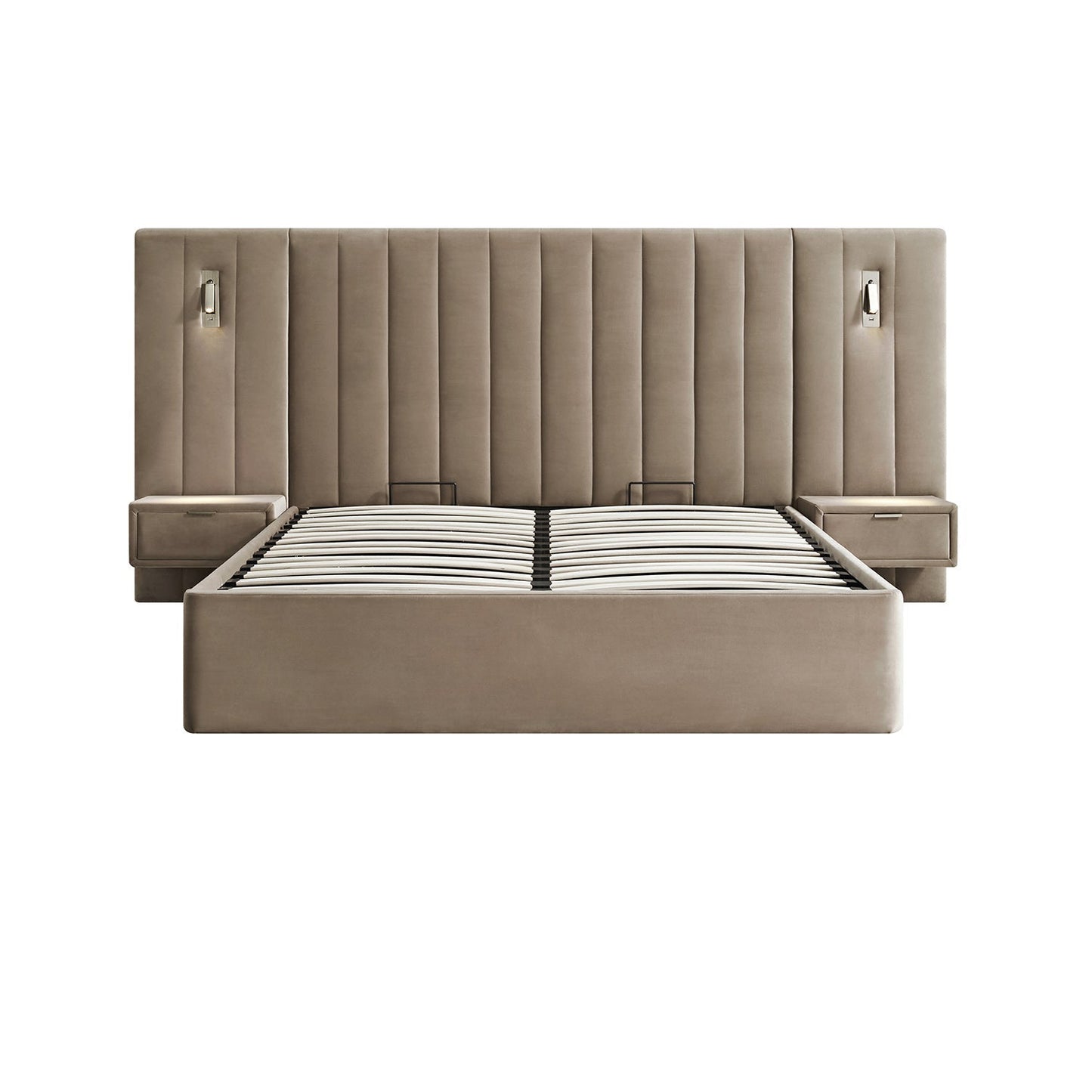 Tremezzo Oversized Ottoman Bed with Storage, Taupe Velvet