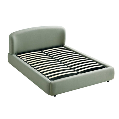 Constance Winged Headboard Ottoman Bed with Storage, Olive Linen