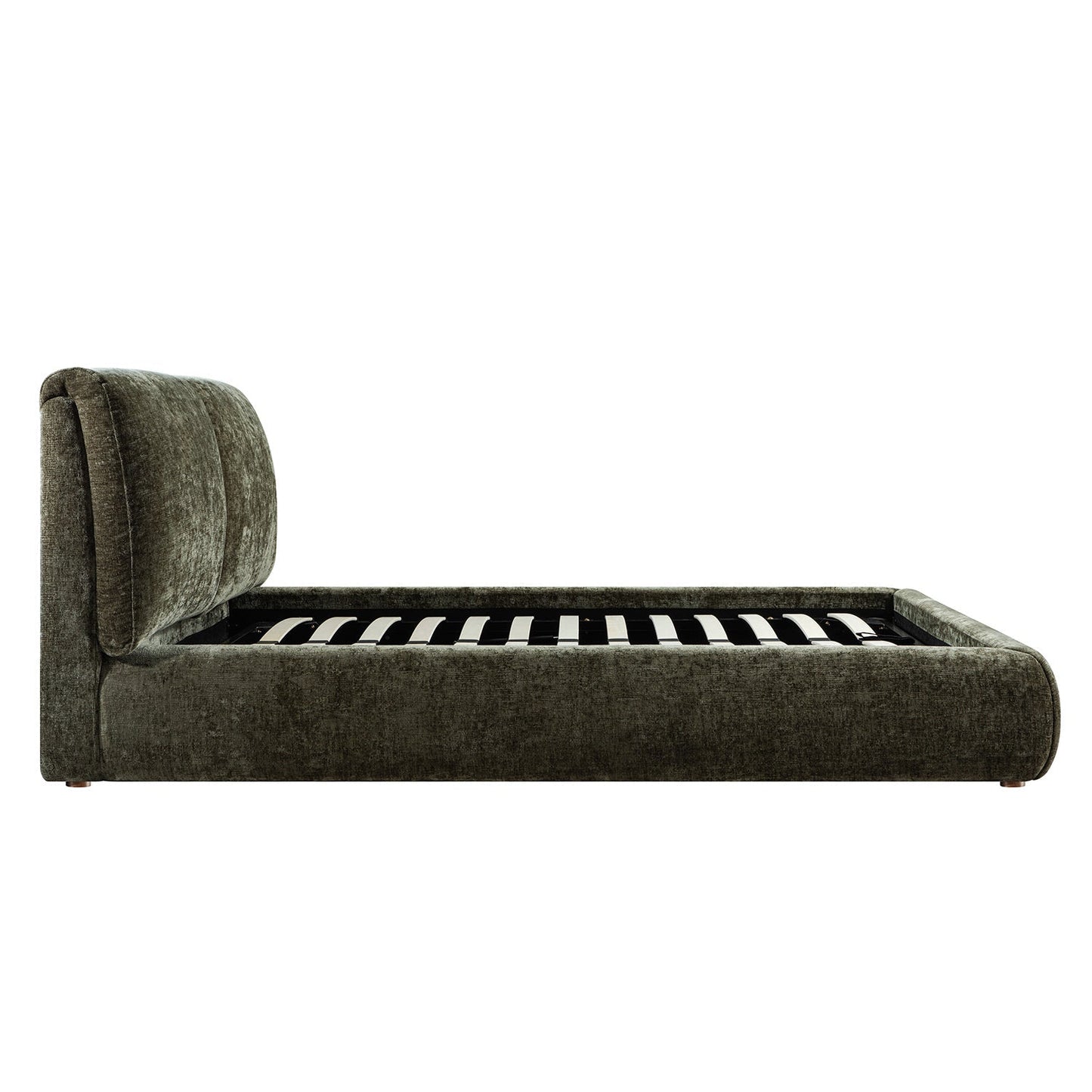 Thera Pillow Headboard Upholstered Bed, Moss Green Chenille