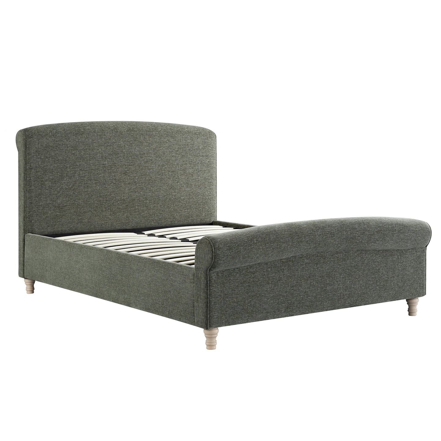 Porchester Ottoman Bed with Storage, Sleigh, Forest Green Chenille