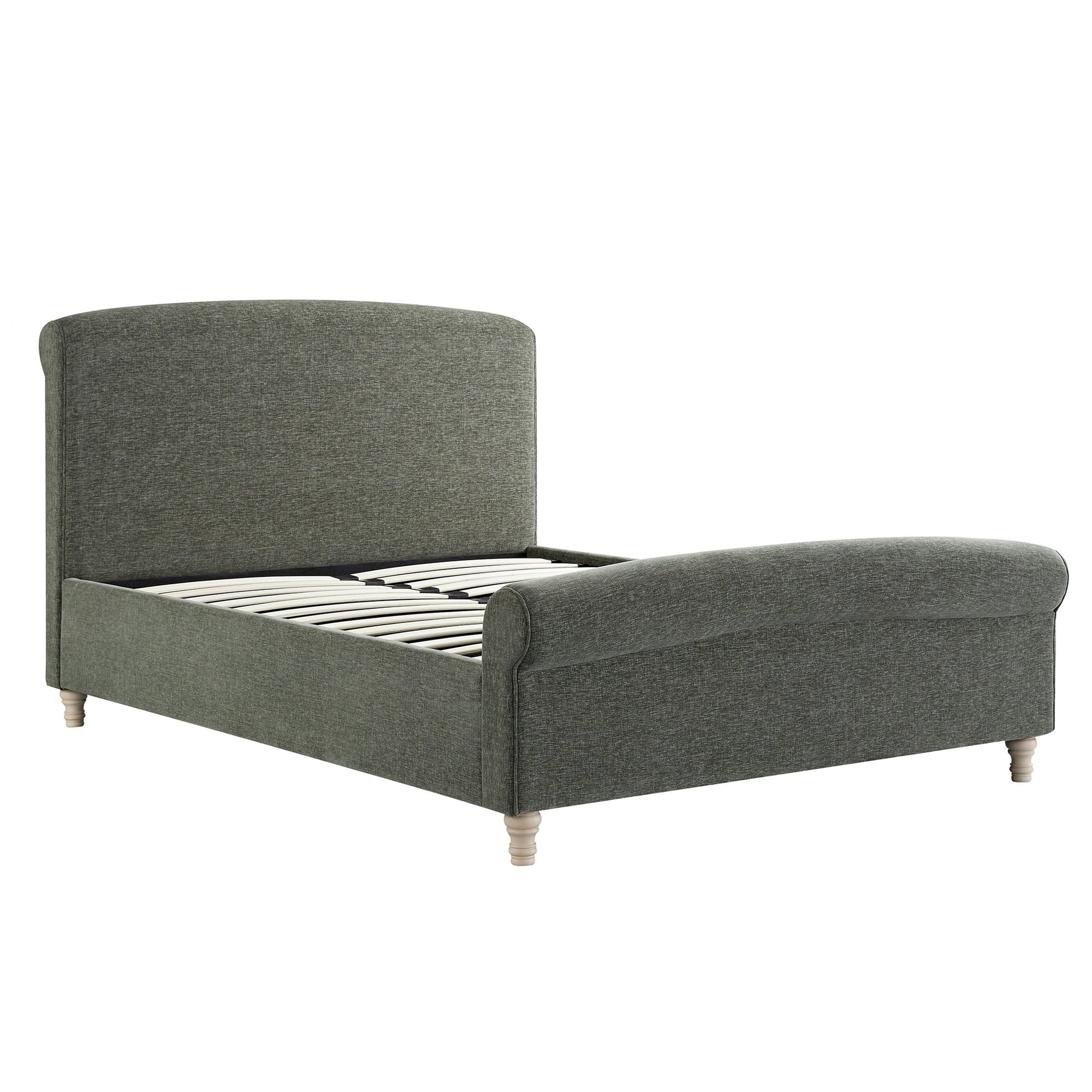 Porchester Ottoman Bed with Storage, Sleigh, Forest Green Chenille