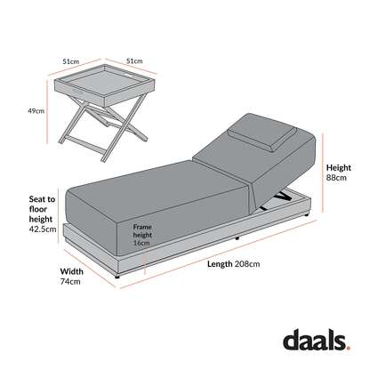 Pedra Rope and Aluminium Outdoor Sun Lounger and Side Table Set, Grey