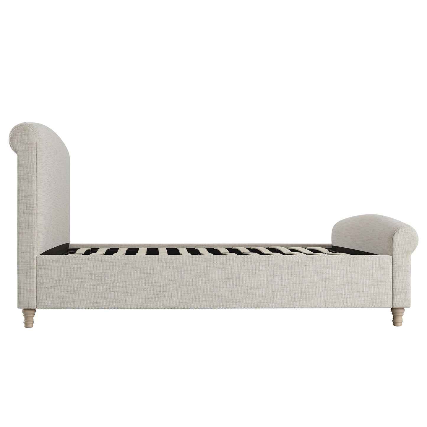 Porchester Ottoman Bed with Storage, Sleigh, Oatmeal Woven Textured Fabric