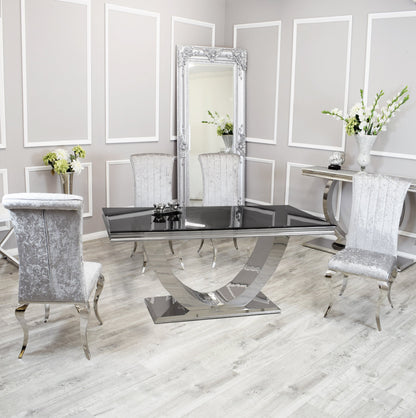 Silver Chrome Dinning Table with Nicole Chairs