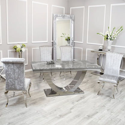 Silver Chrome Dinning Table with Nicole Chairs