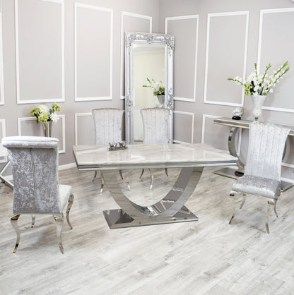 Silver Chrome Dinning Table with Nicole Chairs