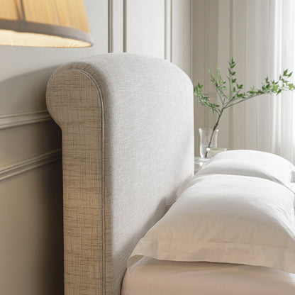 Porchester Ottoman Bed with Storage, Sleigh, Oatmeal Woven Textured Fabric