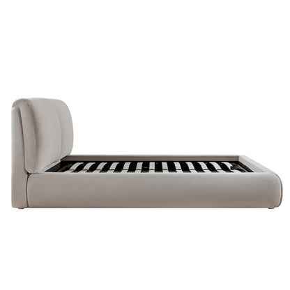 Thera Pillow Headboard Upholstered Bed, Fawn Chenille