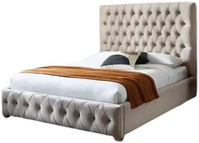Venice Upholstered Plush Velvet Chesterfield Sleigh Bed Frame