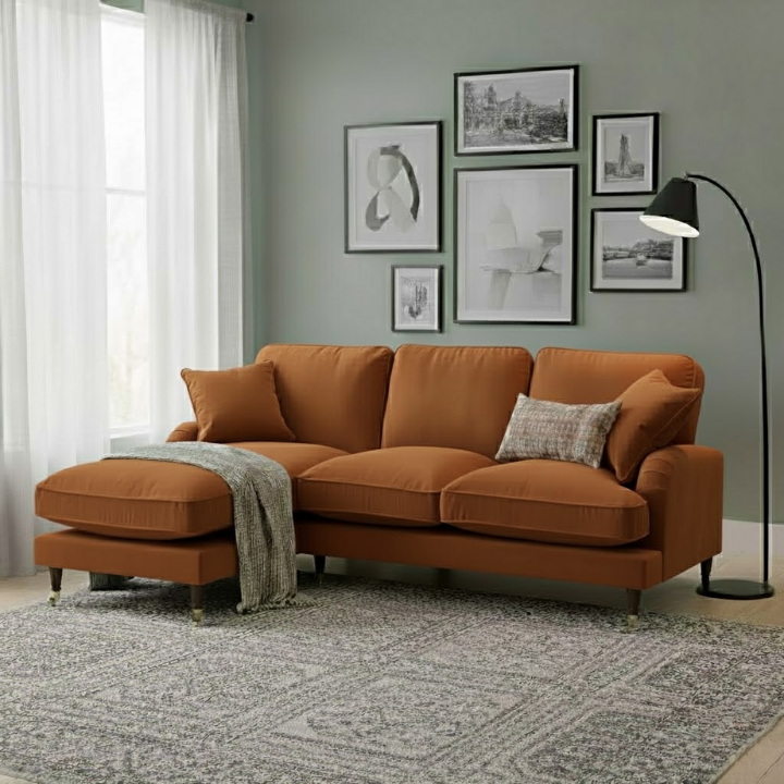 LX Velvet Left-Hand Facing Corner Sofa