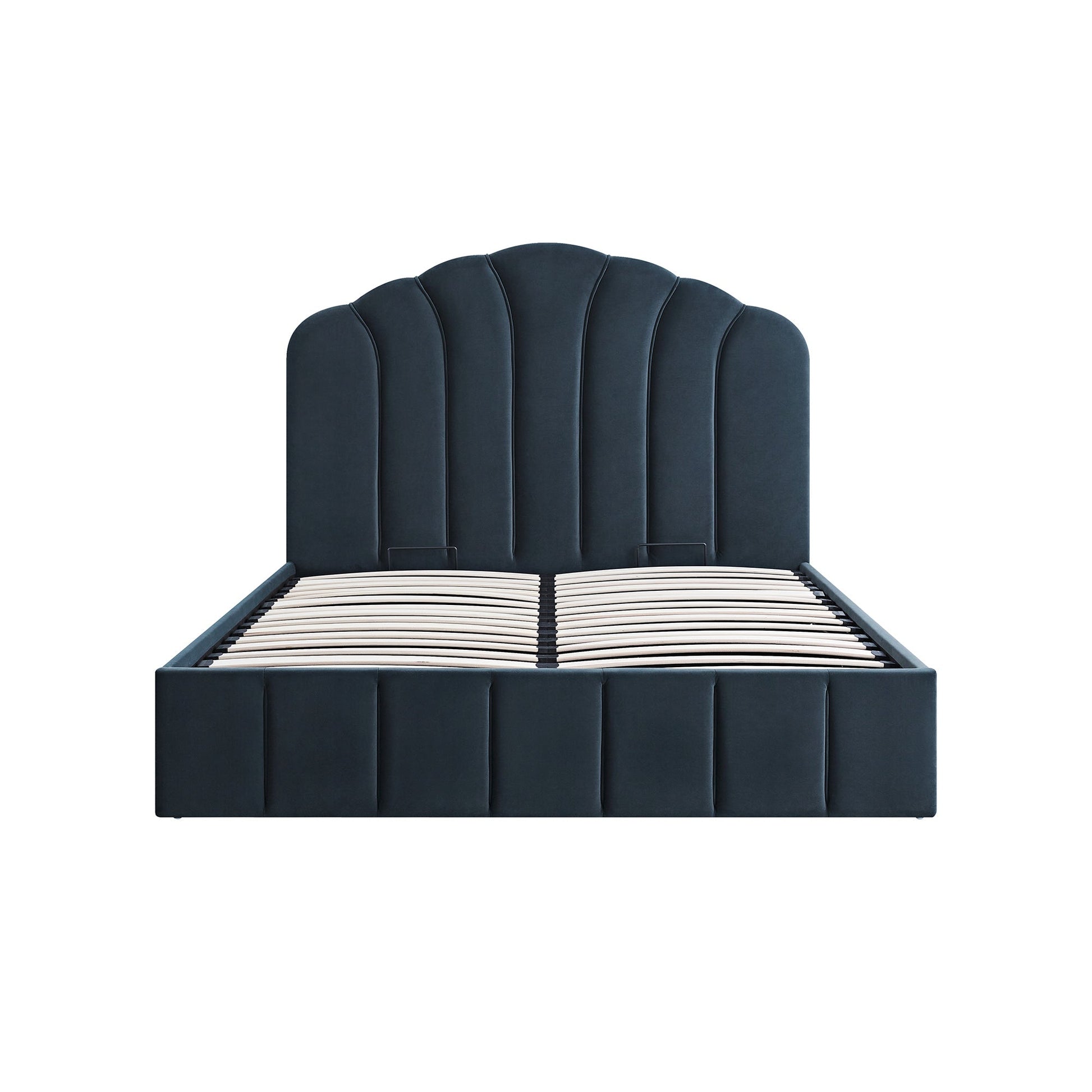 Hana Ottoman Bed with Storage, Aegean Blue Velvet