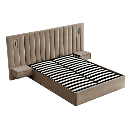 Tremezzo Oversized Ottoman Bed with Storage, Taupe Velvet