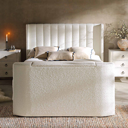 Wilton White Boucle TV Bed with Ottoman Storage
