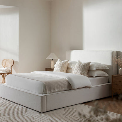 Forte Drawer Bed with Storage, Beige Linen Blend