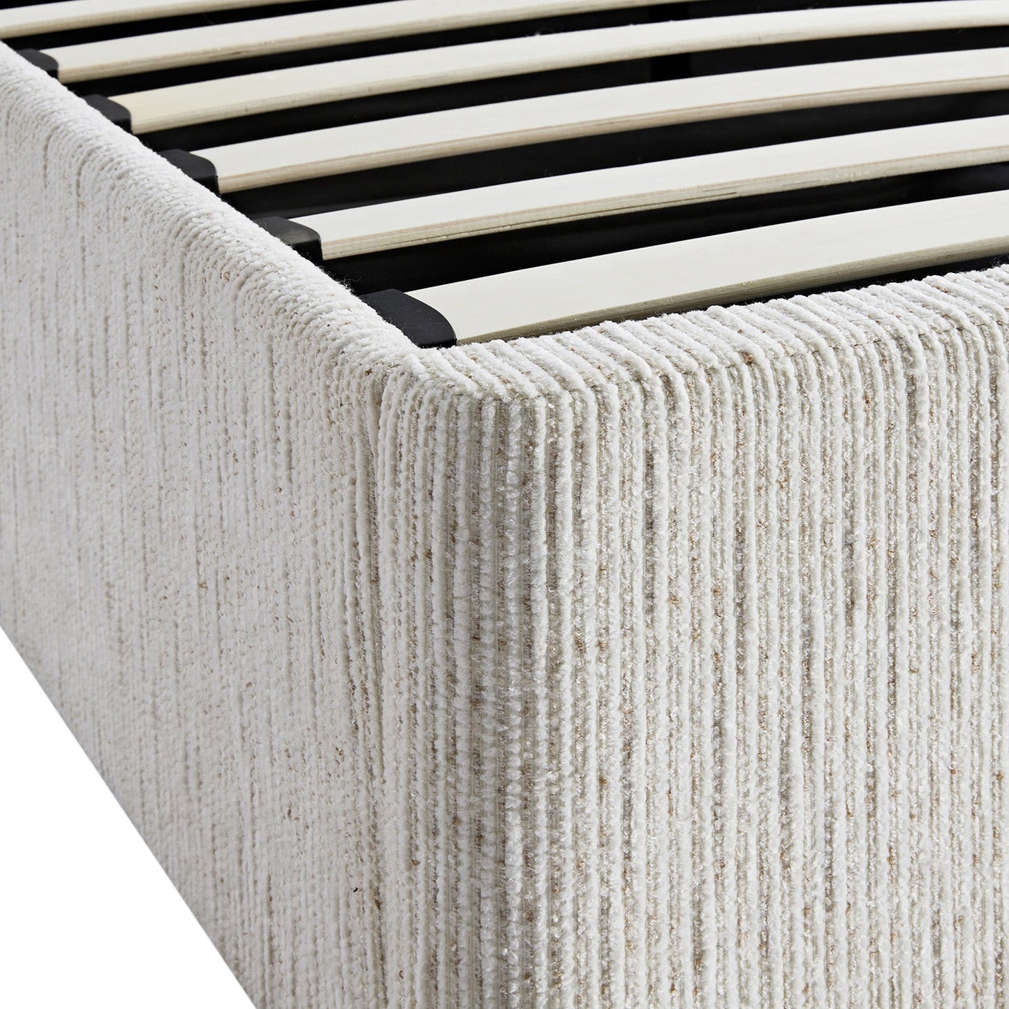 Tremezzo Oversized Ottoman Bed with Storage, Beige Textured Fabric