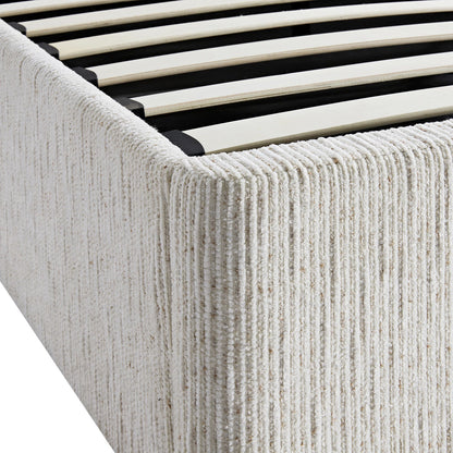 Tremezzo Oversized Ottoman Bed with Storage, Beige Textured Fabric