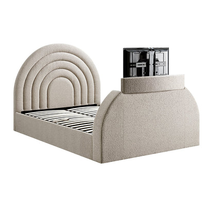 Archer Taupe Boucle TV Bed with Ottoman Storage