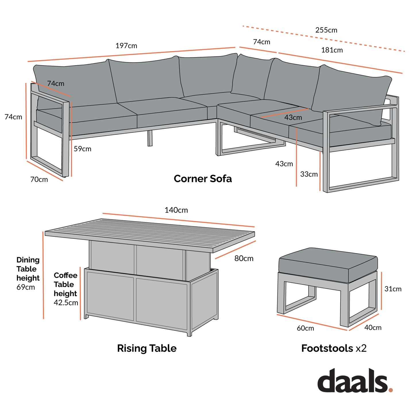 Albany Aluminium Large Corner Casual Garden Dining Set with Rising Table, Taupe