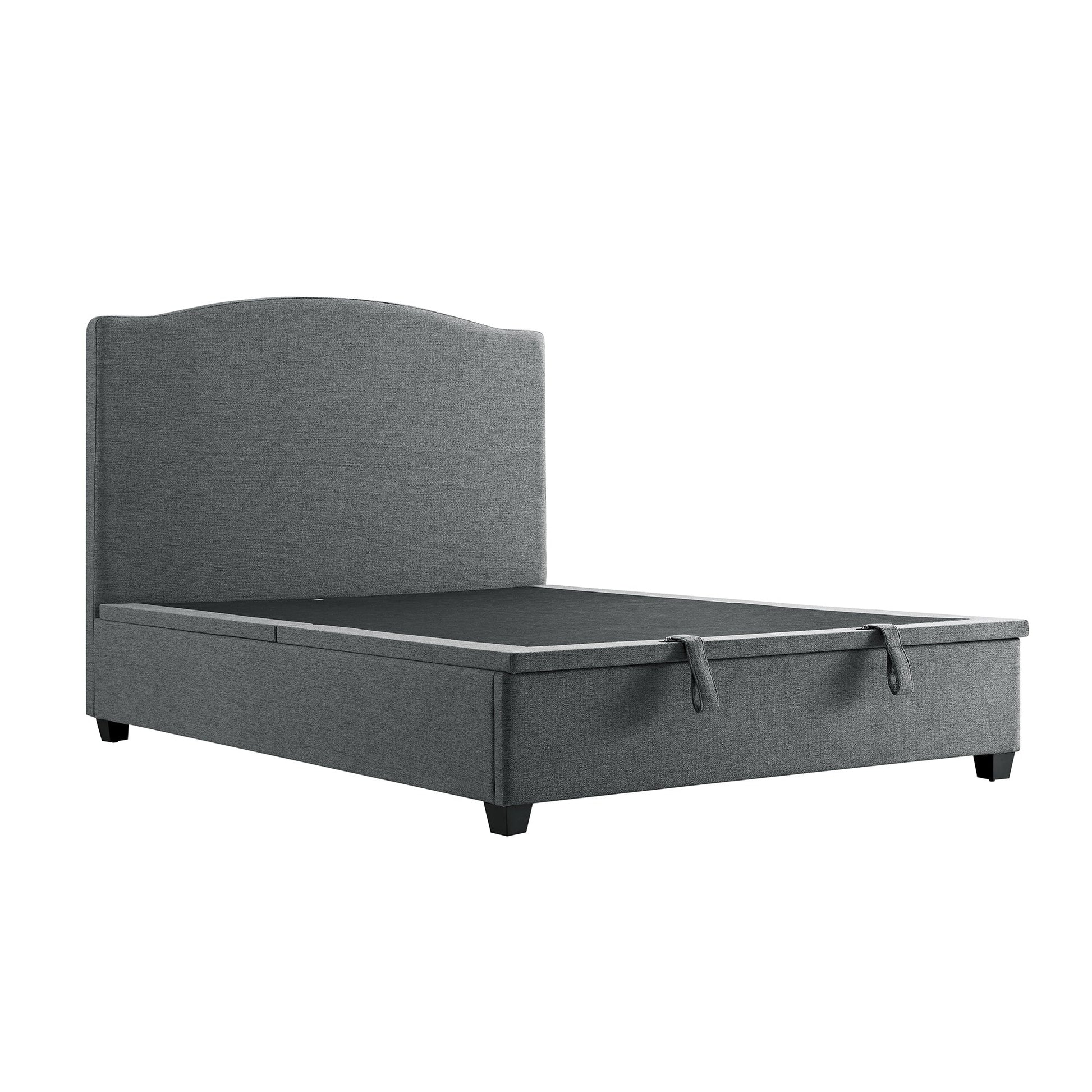Chilworth Upholstered Ottoman Bed with Storage, Dark Grey Weave Fabric
