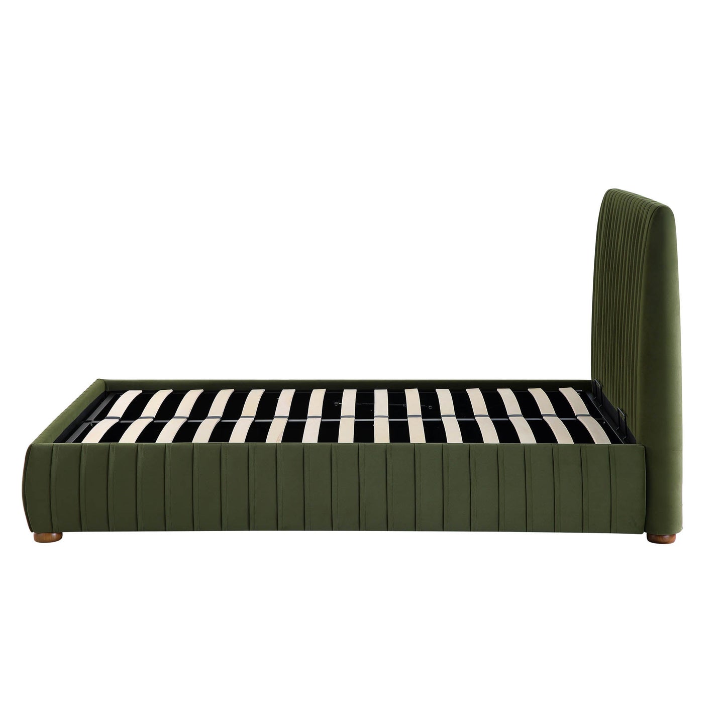 Helia Pleated Ottoman Bed with Storage, Moss Green Velvet