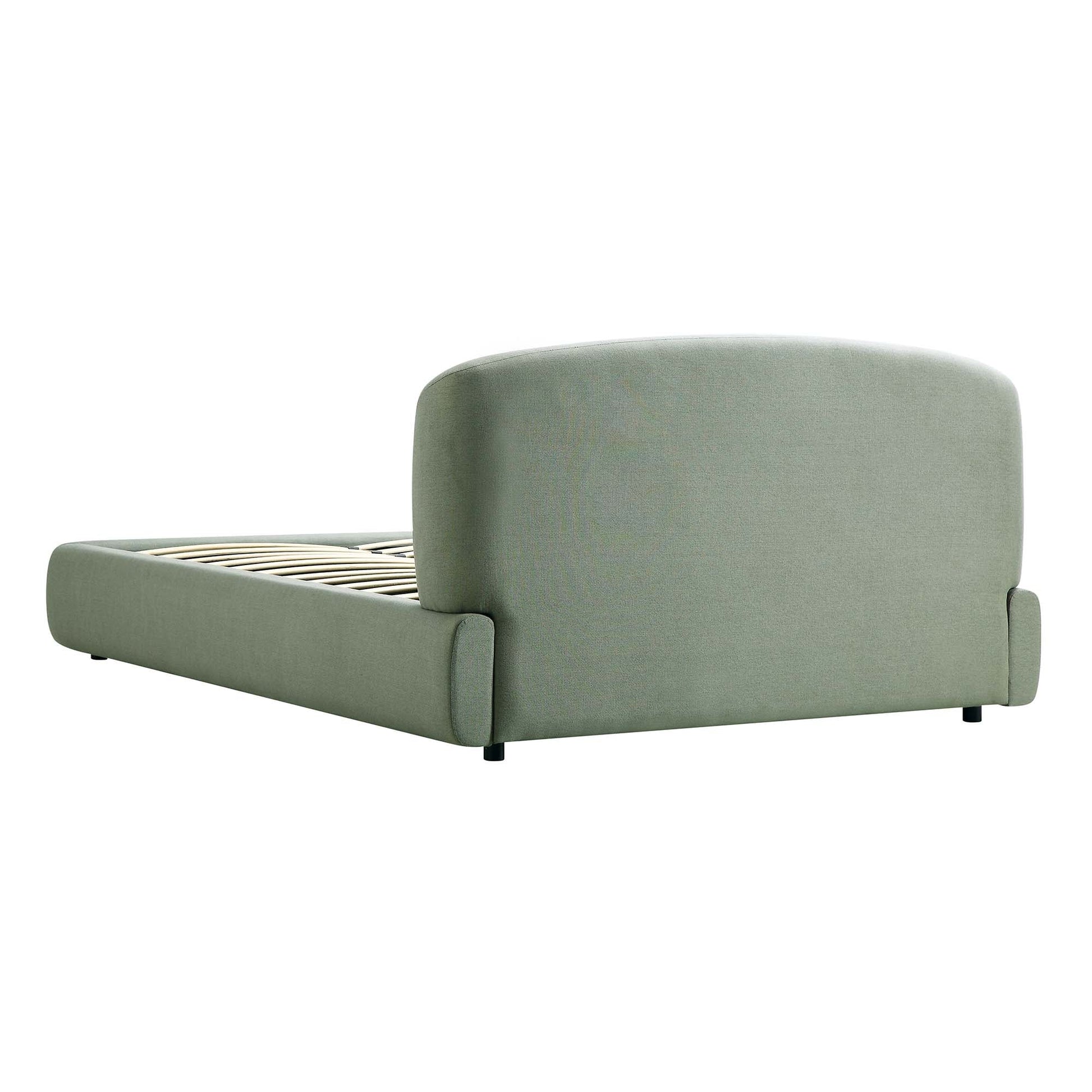 Constance Winged Headboard Ottoman Bed with Storage, Olive Linen