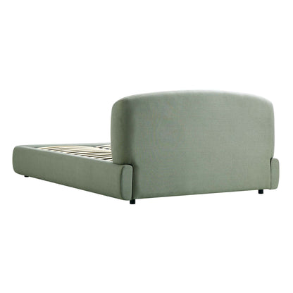 Constance Winged Headboard Ottoman Bed with Storage, Olive Linen