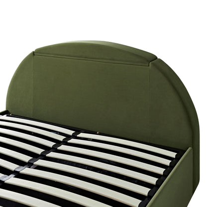 Archer Moss Green Velvet TV Bed with Ottoman Storage