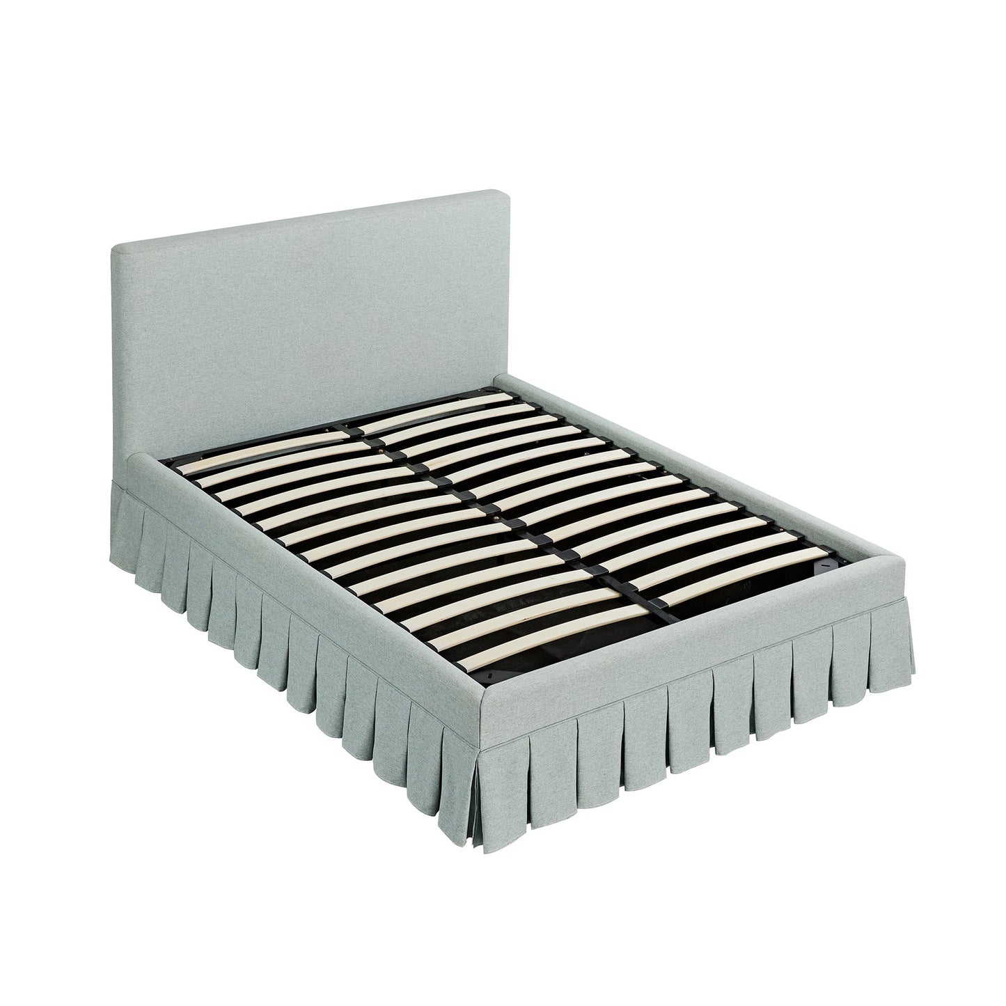 Egerton Box-Pleat Ottoman Bed with Storage, Pale Aqua Brushed Fabric