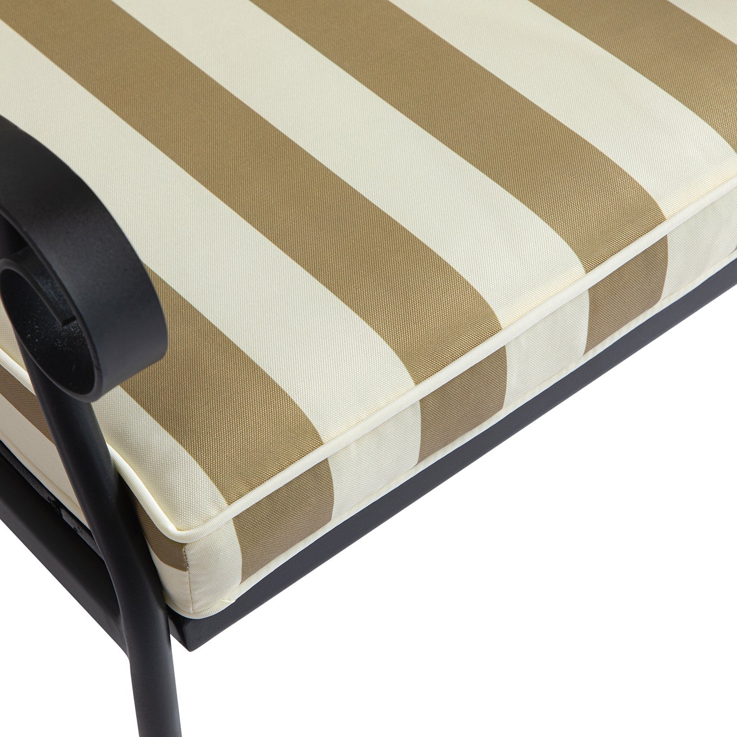 Haymes Indoor and Outdoor Metal 4-Seater Round Dining Set, Khaki Stripe