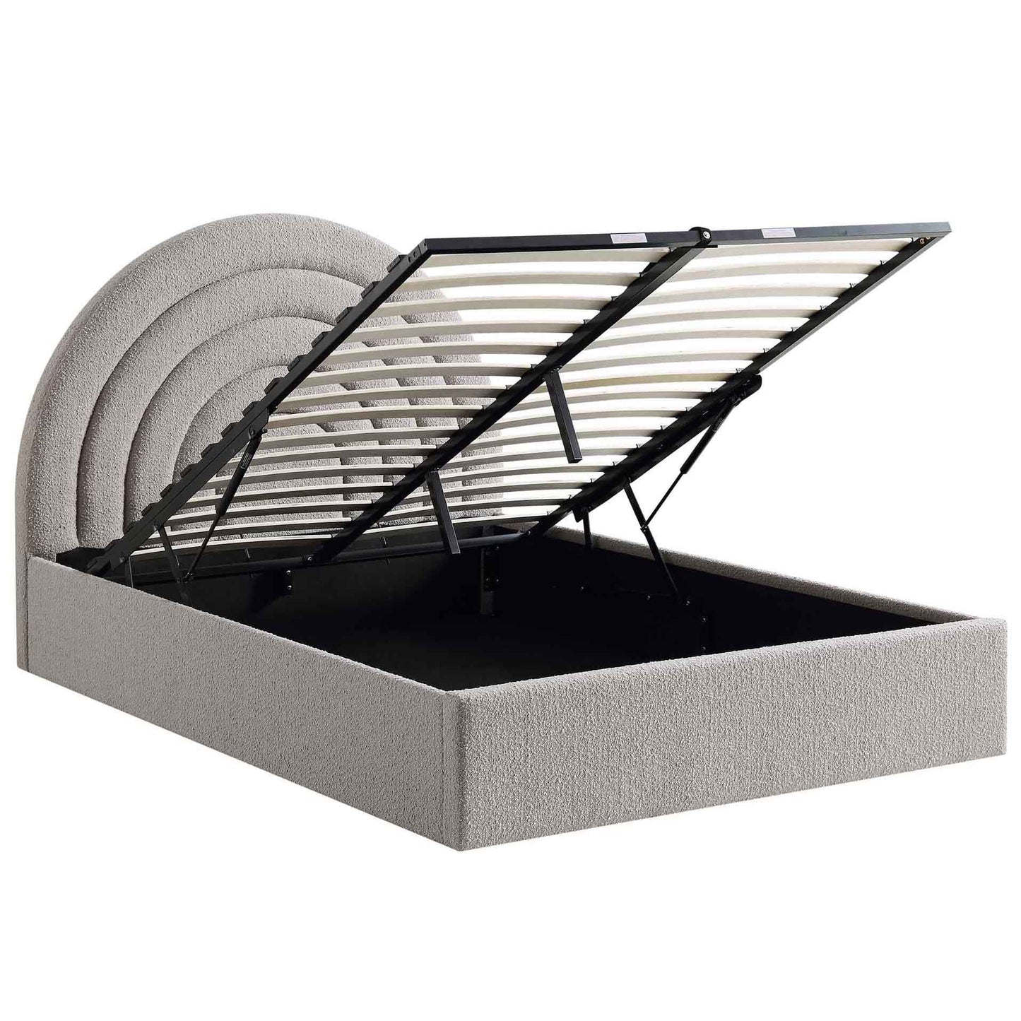 Archer Grey Boucle Ottoman Bed with Storage