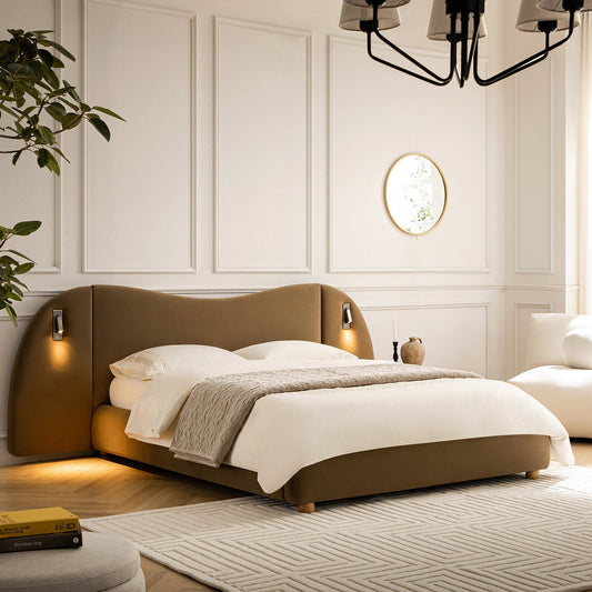 Egerie Extended Headboard Ottoman Bed with Storage, Hazel Velvet