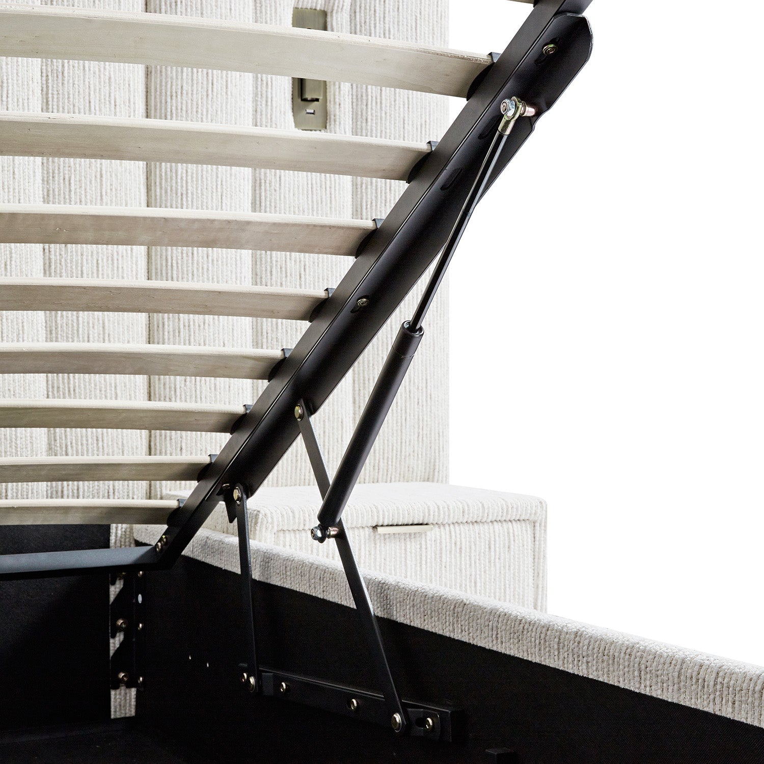 Tremezzo Oversized Ottoman Bed with Storage, Beige Textured Fabric
