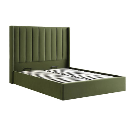 Wilton Moss Green Velvet Ottoman Bed with Storage