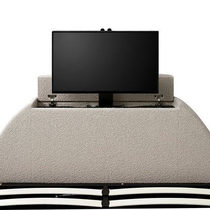 Archer Taupe Boucle TV Bed with Ottoman Storage