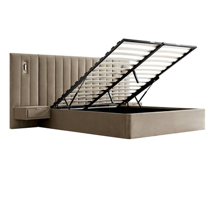 Tremezzo Oversized Ottoman Bed with Storage, Taupe Velvet