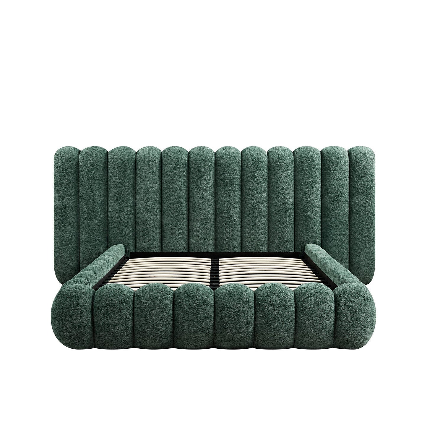 Sebastian Grand Bed with Storage, Forest Green Teddy Bouclé