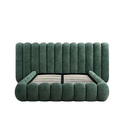 Sebastian Grand Bed with Storage, Forest Green Teddy Bouclé