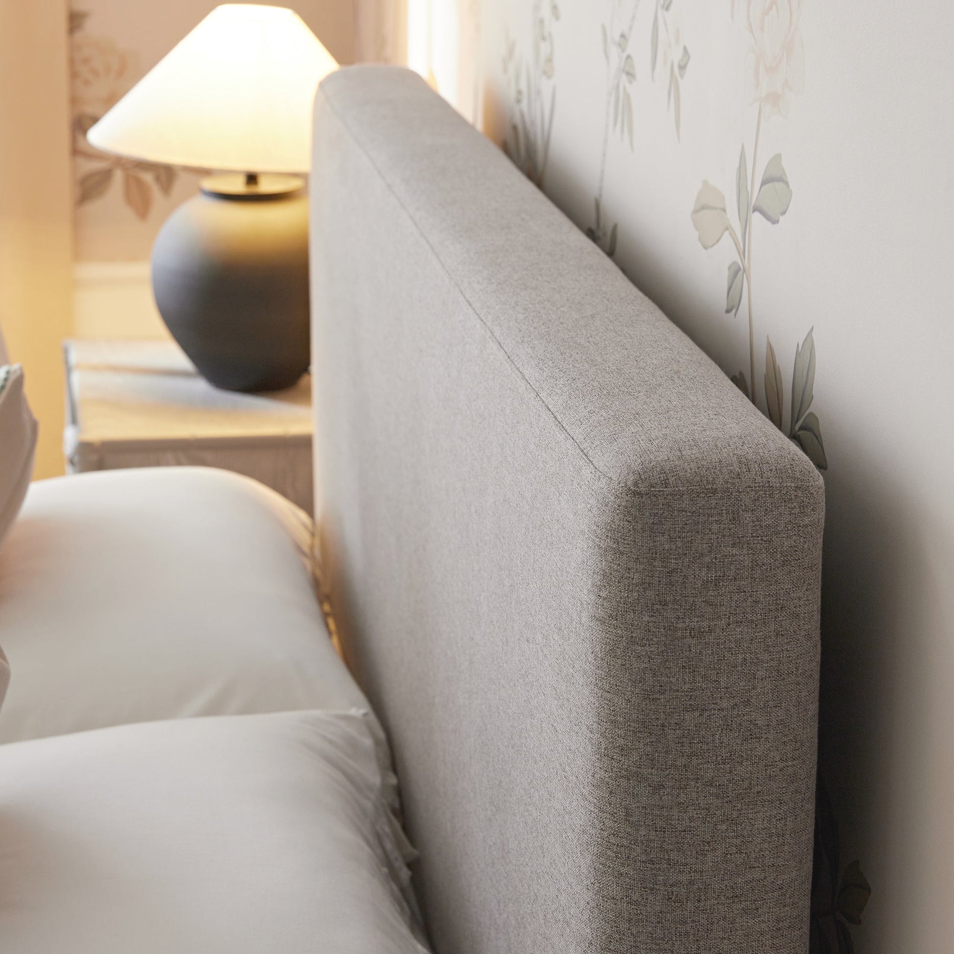 Egerton Box-Pleat Ottoman Bed with Storage, Stone Brushed Fabric