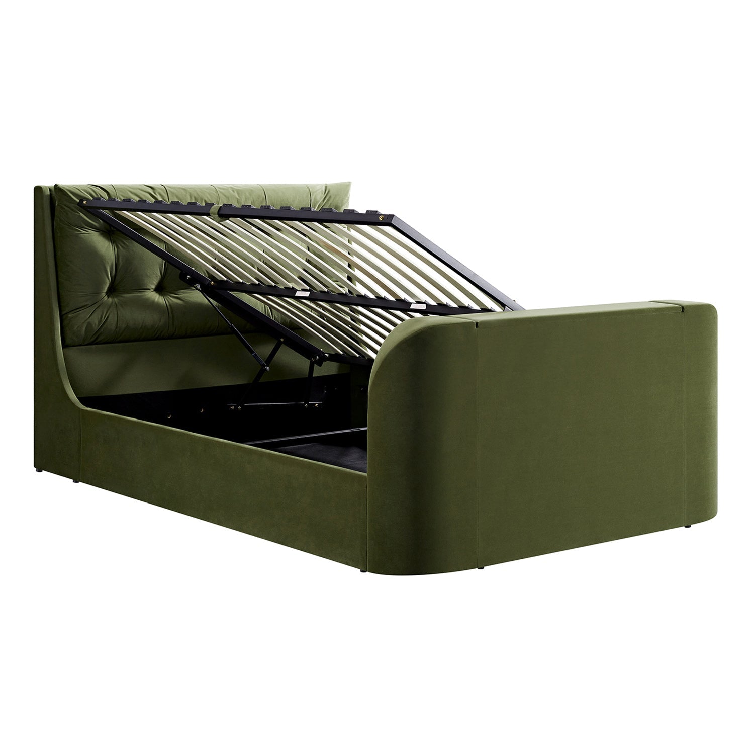Hadley Moss Green Velvet TV Bed with Ottoman Storage