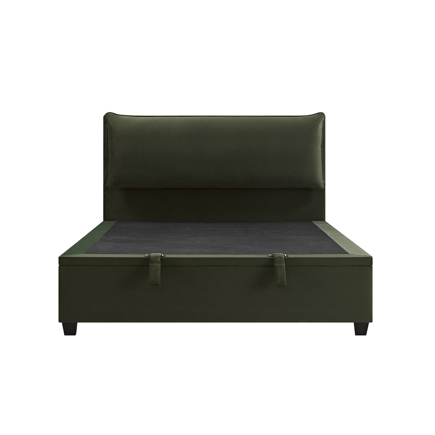 Kricia Upholstered Bed with Storage with Pillow Headboard, Moss Green Velvet