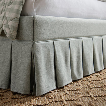 Egerton Box-Pleat Ottoman Bed with Storage, Pale Aqua Brushed Fabric