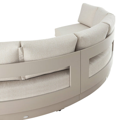 Jardin Aluminium Outdoor Modular Large 3-Piece Curved Sofa Set, Pumice