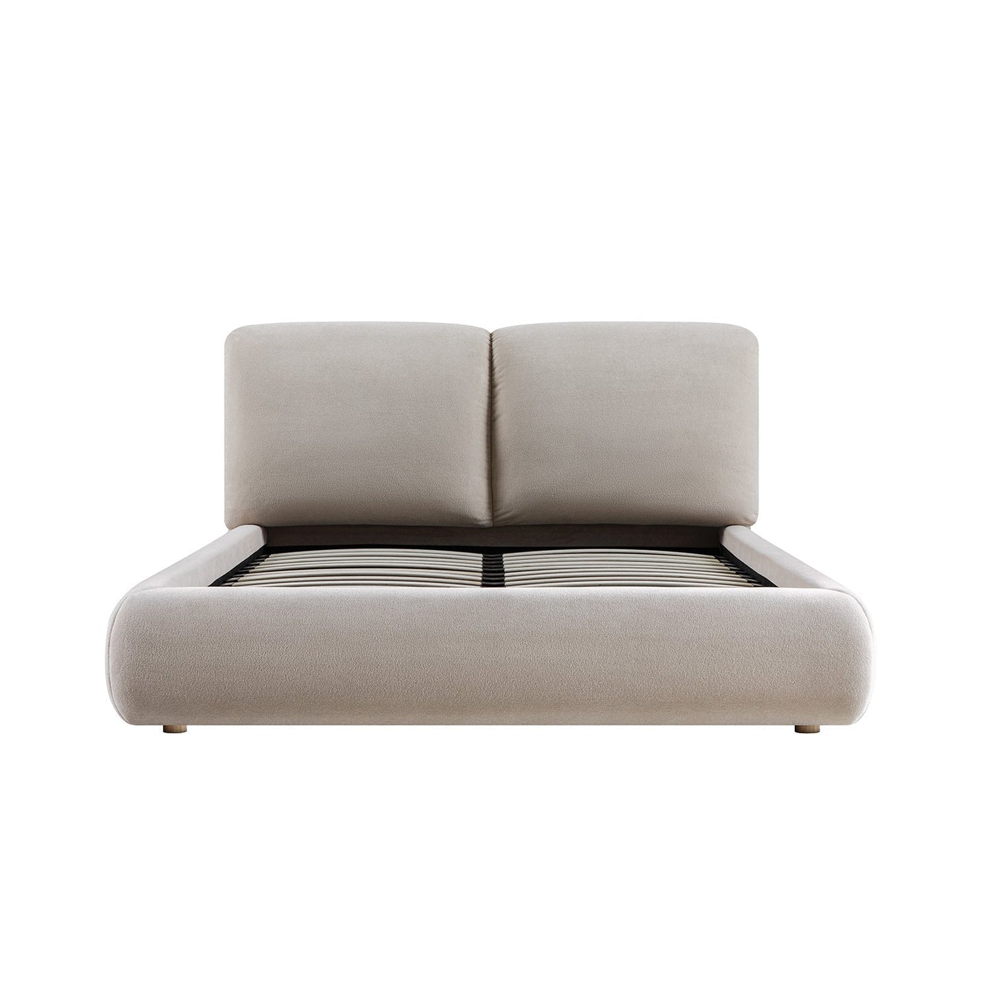 Thera Pillow Headboard Upholstered Bed, Fawn Chenille