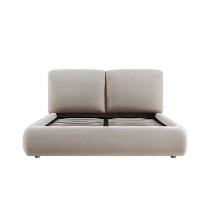 Thera Pillow Headboard Upholstered Bed, Fawn Chenille