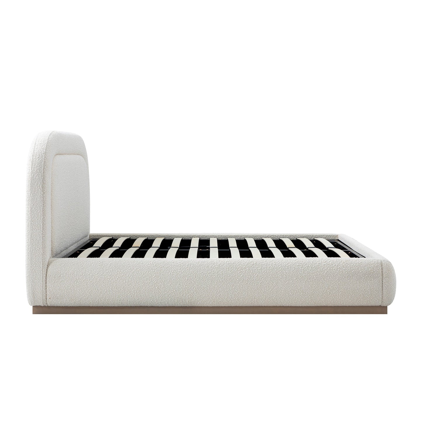 Luella Upholstered Wooden Plinth Base Bed with Storage, Ecru Boucle