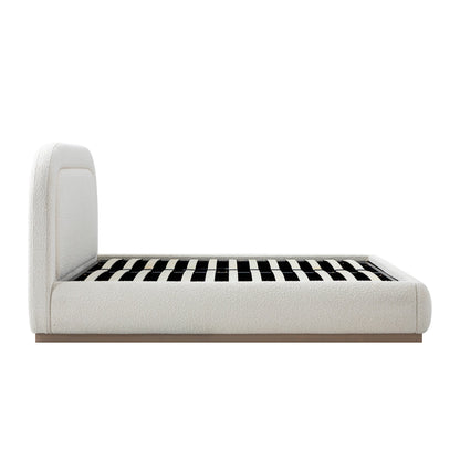 Luella Upholstered Wooden Plinth Base Bed with Storage, Ecru Boucle