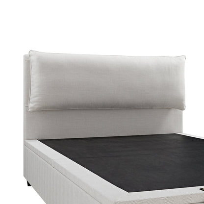 Kricia Upholstered Bed with Storage with Pillow Headboard, Oatmeal Chevron