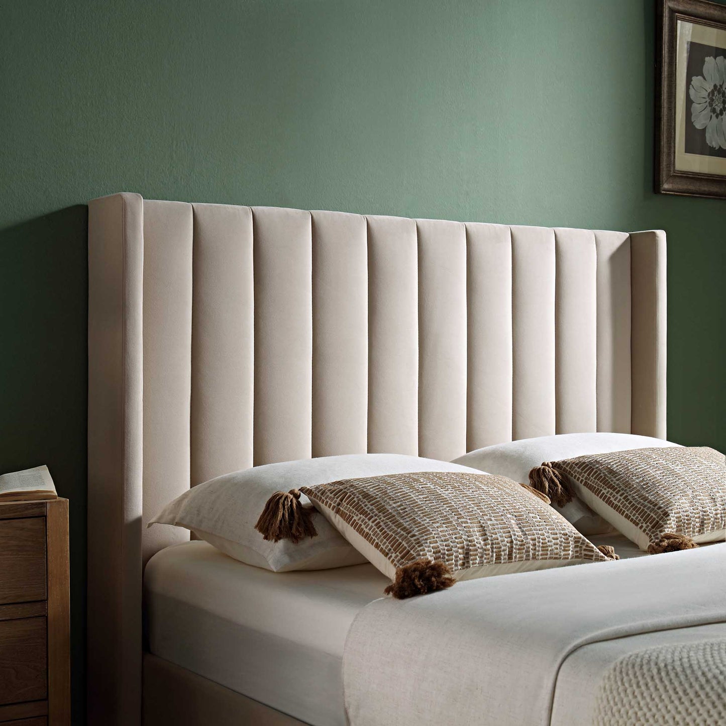 Wilton Champagne Velvet TV Bed with Ottoman Storage