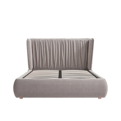 Astrid Ruched Wingback Bed, Oatmeal Chenille