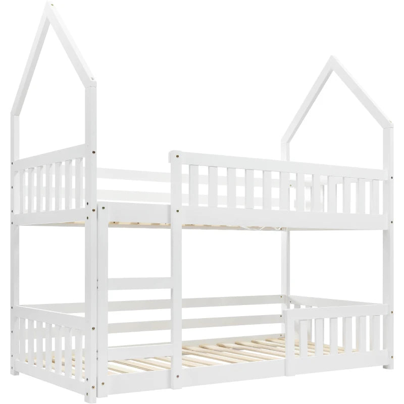 Castle Bunk Bed for Kids - Solid Wood, White